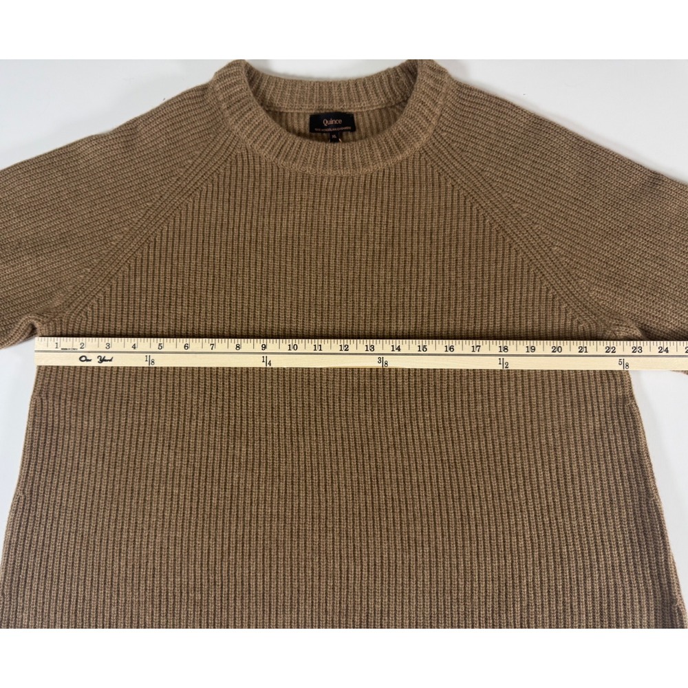 Quince Cashmere Fisherman Sweater XL NWT Teak Brown Ribbed Mongolian Crewneck - Picture 7 of 11